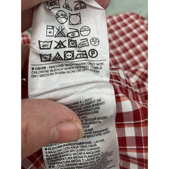 Banana Republic Mens XL Red White Checkered Plaid Button Down Long Sleeve Shirt - Picture 7 of 9